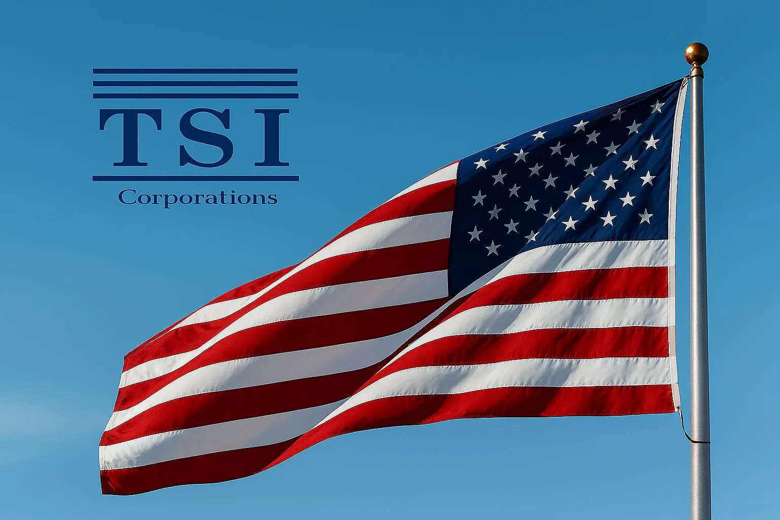 TSI Corporations building with American flag