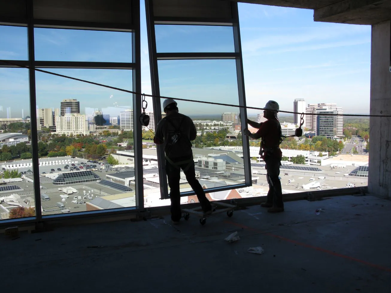 TSI Corporations team installing building facade